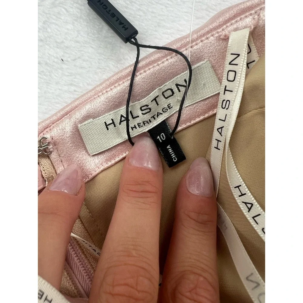 NWT Halston Heritage 'Barely Pink' Strapless Gown with Silk Overlay Size 10 - Picture 4 of 15